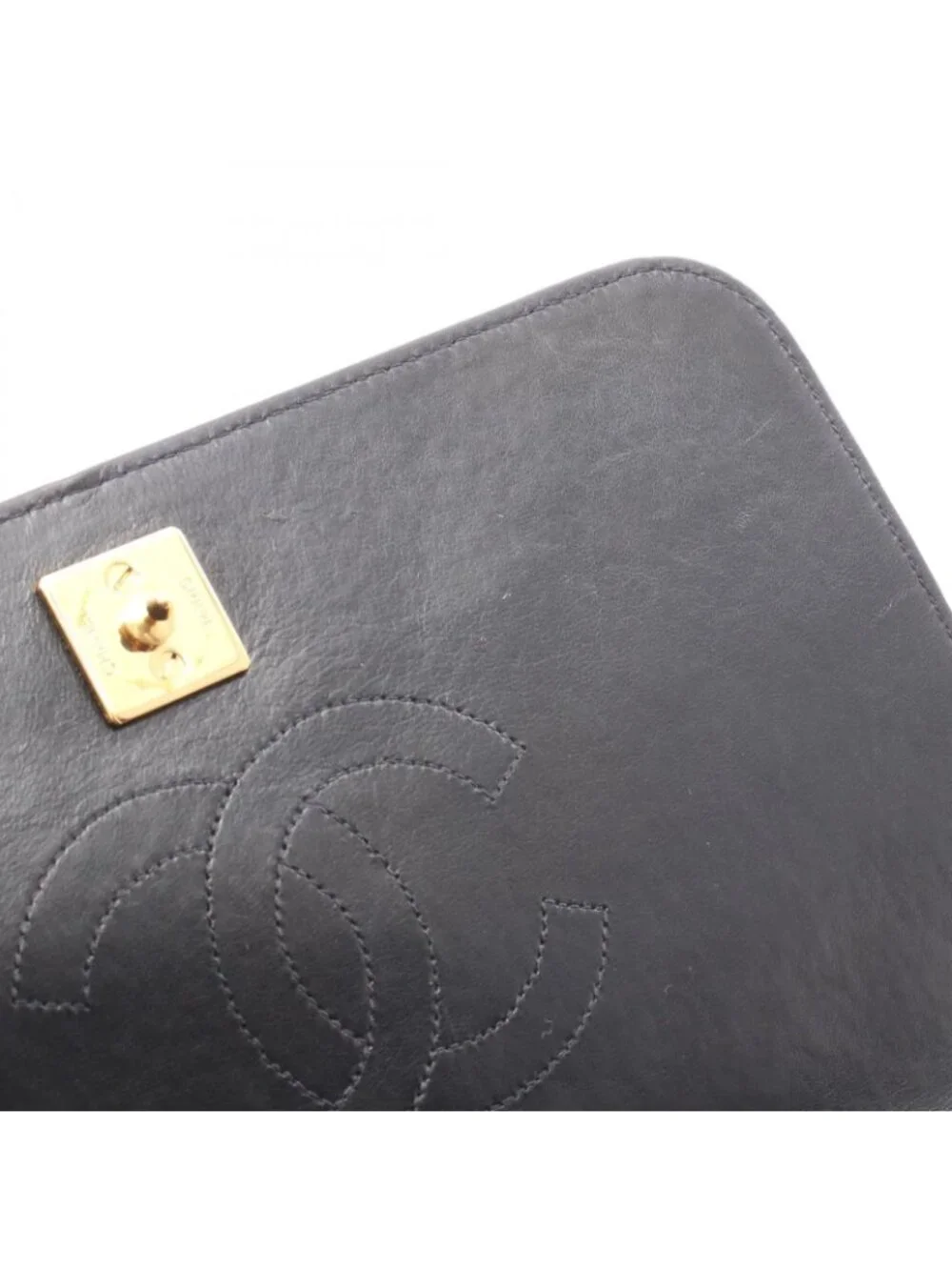 Chanel Shoulder Bag Quilted Full Flap Black Lambskin Push Lock Chain